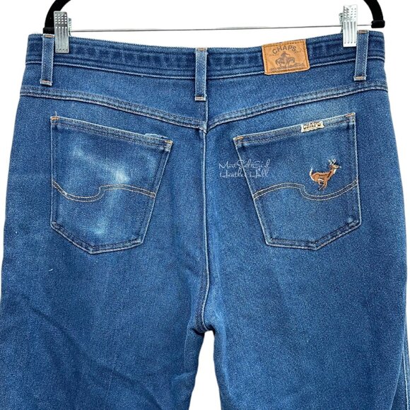 Vtg 70's Chaps Taylor Togs Stretch USA Made Embroidered Deer Relaxed Fit Jeans - Picture 4 of 6